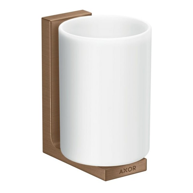 hansgrohe Zahnputzbecher Axor Uni. Rectangular Glas, Wandmontage, brushed red gold
