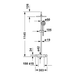 Duravit Duschsystem 1000 MinusFlow Ausl. 354mm, m Brausethermostat, bron geb.