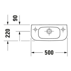 Duravit Handwaschbecken D-Code 50x22cm, m ÜL u HLB, we, Hahnloch links