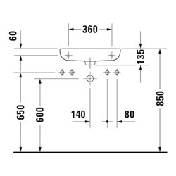 Duravit Handwaschbecken D-Code 50x22cm, m ÜL u HLB, we, Hahnloch links