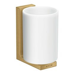 hansgrohe Zahnputzbecher Axor Uni. Rectangular Glas, Wandmontage, brushed gold optic