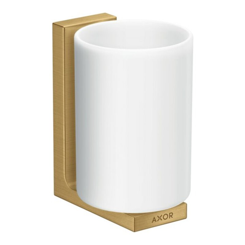 hansgrohe Zahnputzbecher Axor Uni. Rectangular Glas, Wandmontage, brushed gold optic