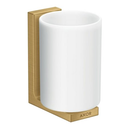 hansgrohe Zahnputzbecher Axor Uni. Rectangular Glas, Wandmontage, brushed gold optic