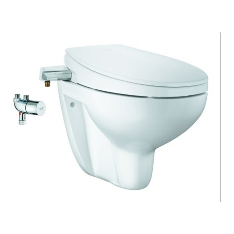 Grohe Dusch-WC Aufsatz Bau Keramik 3-in-1 Set, Sitz mit Deckel, alpinweiß