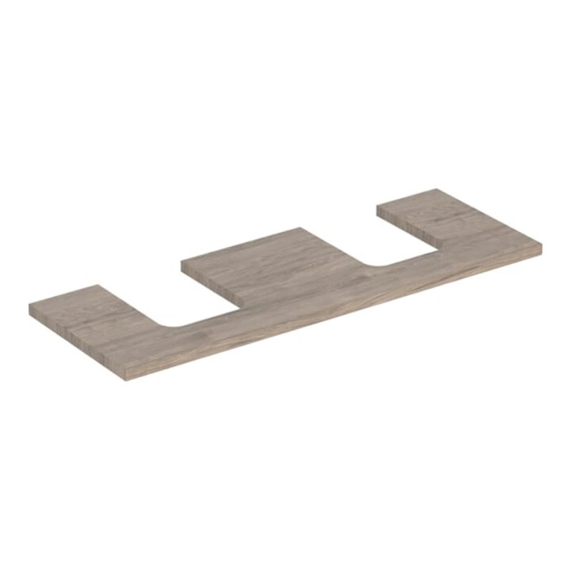 Geberit Waschtisch-Platte One 135x3x47cm, N hick./Mela Holz, AS 2-fach