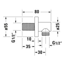 Duravit Wandanschlussbogen DN 15, o. Handbrausenh., Ros. rd, chrom