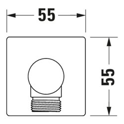 Duravit Wandanschlussbogen DN 15, m Brauseha., Rosette eckig, chrom