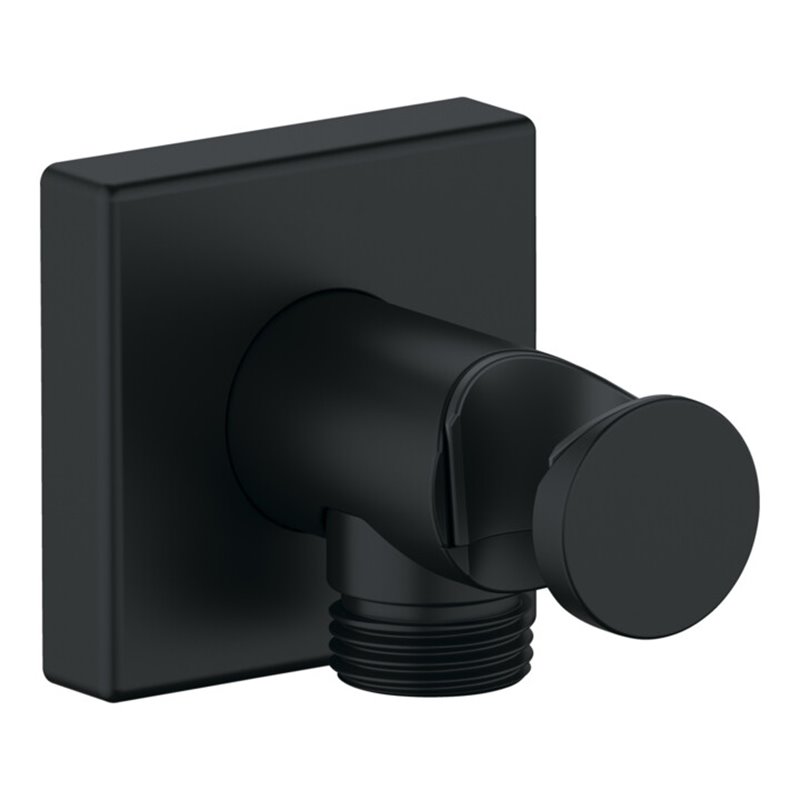 Duravit Wandanschlussbogen DN 15, m Brauseha., Ros. eck., sw matt