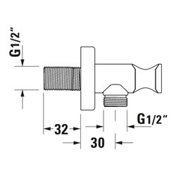 Duravit Wandanschlussbogen DN 15, m Brauseha., Ros. eck., sw matt