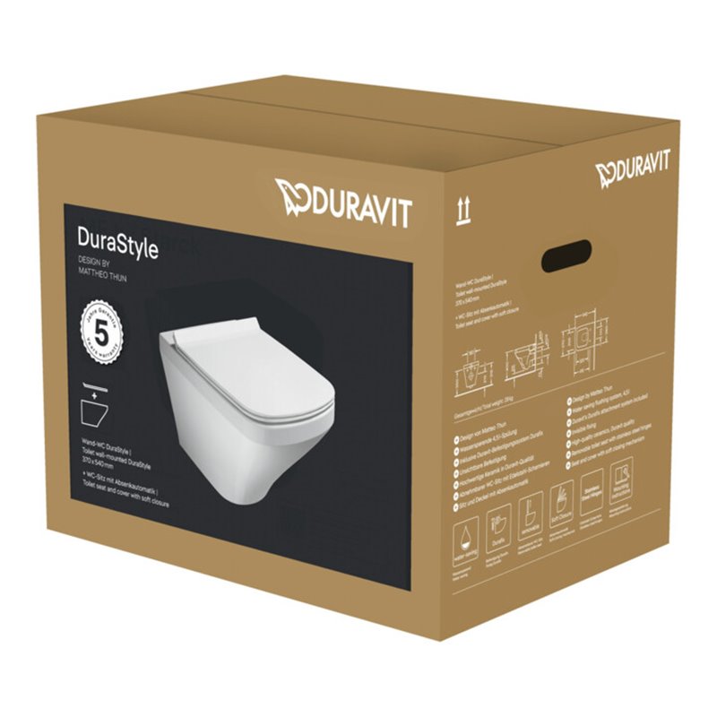 Duravit Wand-WC, Tiefspüler Set DuraStyle mit WC-Sitz, weiß