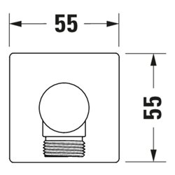 Duravit Wandanschlussbogen DN 15, o. Handbrausenh., Ros. eck., chr