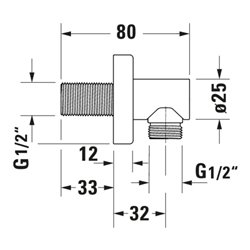 Duravit Wandanschlussbogen DN 15, o. Handbrausenh., Ros. eck., sw m