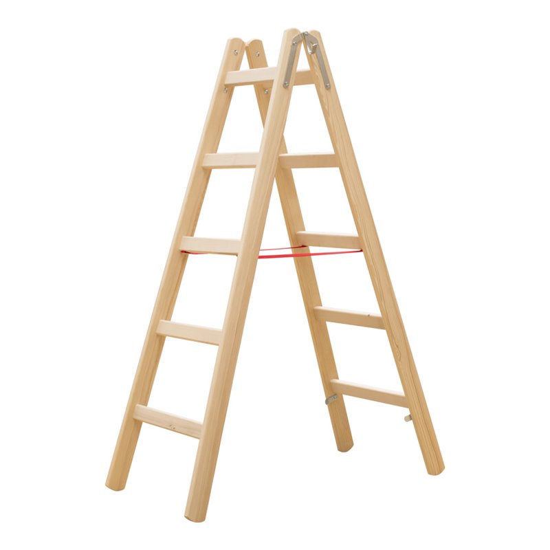 Hymer Holz-Sprossenstehleiter, beidseitig begehbar