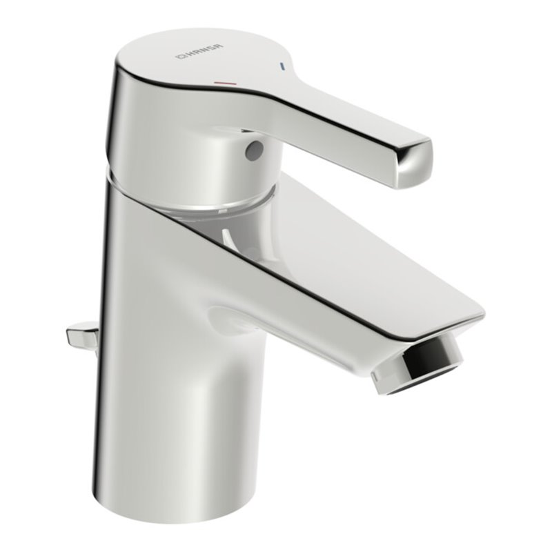 Hansa Waschtisch-Einhebelmischer HANSAPALENO m Ablaufgarnitur, Ausladung 103mm, chrom