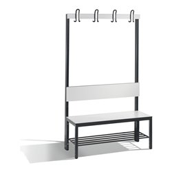 C+P Garderobenbank mit Rückenlehne, Basic Plus, H1650xB1000xT407mm, Gestell Schwarzgrau