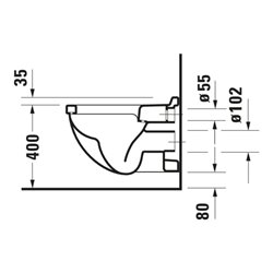 Duravit Wand-WC, Tiefspüler Starck 3 36,5x54,5cm, 6 l, Bef.-Abstand 23cm, we