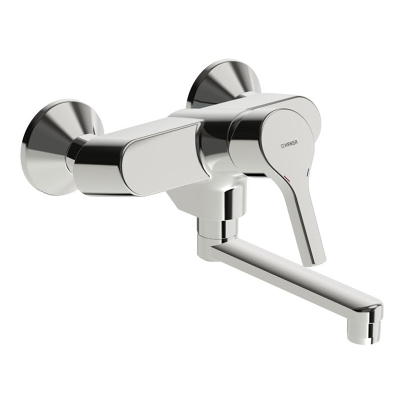 Hansa Waschtisch-Einhebelmischer HANSAPALENO Wandmont., o. Abl, Ausl. 242mm, chrom