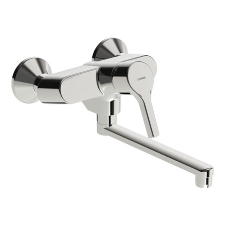 Hansa Spültisch-Wandeinhebelmischer HANSAPALENO schwenkbar, Ausladung 284mm, chrom