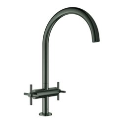 Grohe Spültisch-2-Griff-Armatur Atrio 1/2', C-Auslauf, hard graphite gebürstet