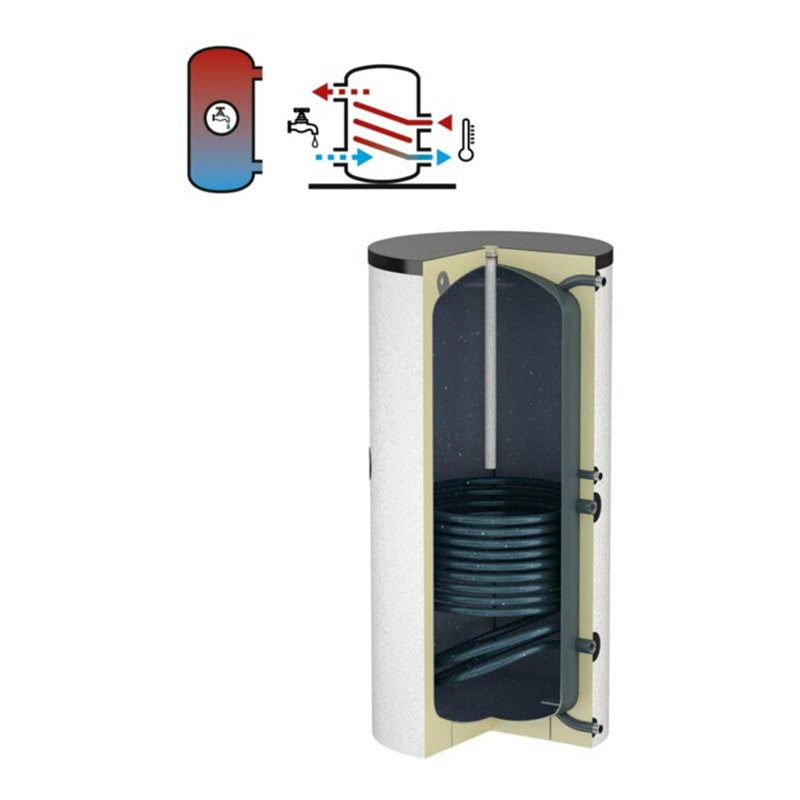 Flamco Standspeicher Duo 300 l, weiß, mit Isolierung