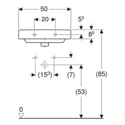 Geberit Handwaschbecken Smyle Square 50x41cm, m Hahnloch, mit Überlauf, weiß