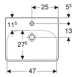 Geberit Handwaschbecken Smyle Square 50x41cm, m Hahnloch, mit Überlauf, weiß