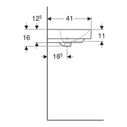 Geberit Handwaschbecken Smyle Square 50x41cm, m Hahnloch, mit Überlauf, weiß