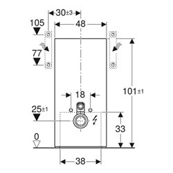 Geberit Wand-WC-Modul Monolith Plus Bauh. 101cm, Fr. Gl. we., S. Aluminium