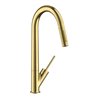 hansgrohe Spültisch-Einhebelmischer 270 Axor Starck mit Ausziehbrause, brushed brass