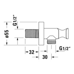 Duravit Wandanschlussbogen DN 15, m Brauseha., Ros. rd, bron geb.
