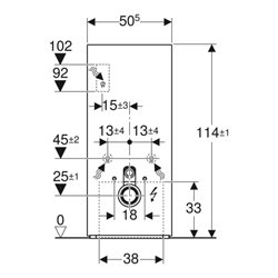 Geberit Wand-WC-Modul Monolith Plus BH 114cm, Fr. Gl. la., S. Alu SW-chrom