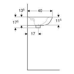 Geberit Handwaschbecken Renova 50x40cm, we., m Hahnl., m ÜL asym.