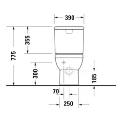 Duravit Stand-WC-Kombi, Tiefspüler No. 1 36,5x65cm, 6 l, Abg. waag., riml., weiß