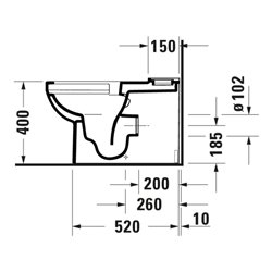 Duravit Stand-WC-Kombi, Tiefspüler No. 1 36,5x65cm, 6 l, Abg. waag., riml., weiß
