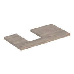 Geberit Waschtisch-Platte One 90x3x47cm, N hick./Mela Holz, Ausschn li