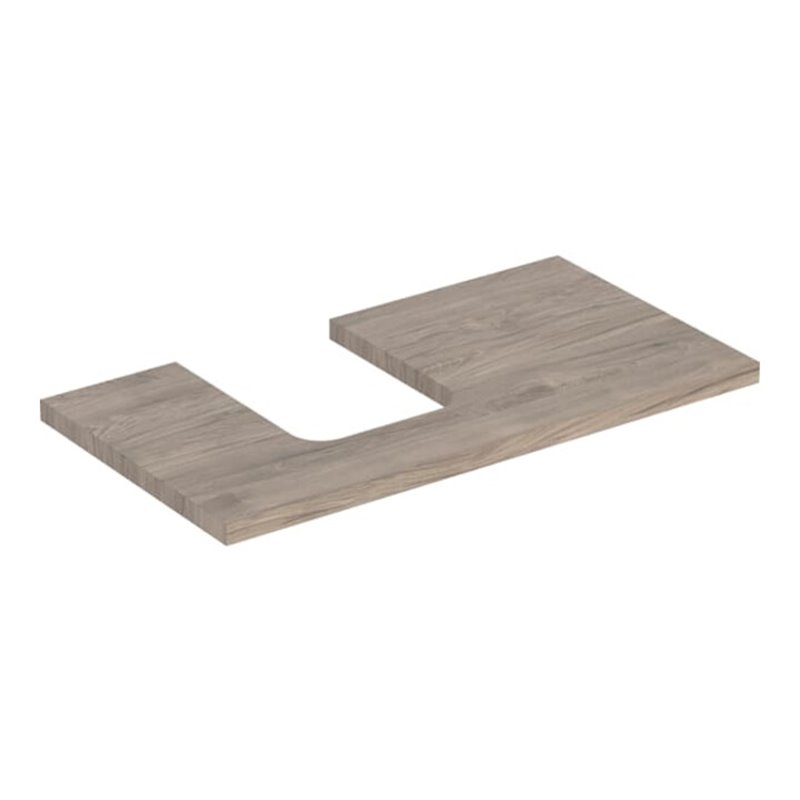 Geberit Waschtisch-Platte One 90x3x47cm, N hick./Mela Holz, Ausschn li