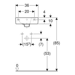 Geberit Handwaschbecken Renova Plan 36x25cm, m Hahnl., m ÜL, kurz, weiß