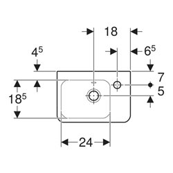 Geberit Handwaschbecken Renova Plan 36x25cm, m Hahnl., m ÜL, kurz, weiß