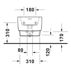 Duravit Wand-Bidet Balcoon 37x54cm, m Hahnl., ÜL, weiß Hochglanz