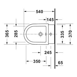 Duravit Wand-Bidet Balcoon 37x54cm, m Hahnl., ÜL, weiß Hochglanz