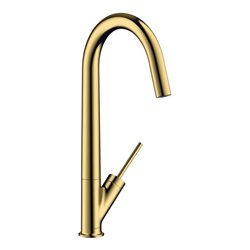 hansgrohe Spültisch-Einhebelmischer 300 Axor Starck mit Schwenkauslauf, polished gold optic