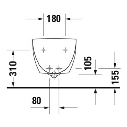 Duravit Wand-Bidet Architec 36,5x58cm, m HL, ÜL, Hahnlochbank, weiß