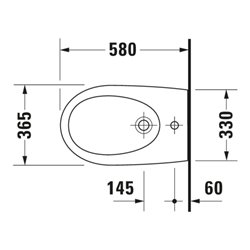 Duravit Wand-Bidet Architec 36,5x58cm, m HL, ÜL, Hahnlochbank, weiß