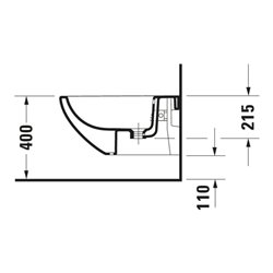 Duravit Wand-Bidet Architec 36,5x58cm, m HL, ÜL, Hahnlochbank, weiß