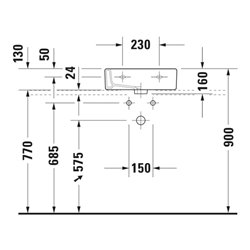 Duravit Möbel-Handwaschbecken Vero 45x35cm, geschli., m HL, ÜL, HLB, weiß