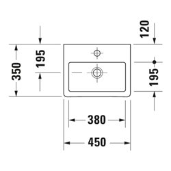 Duravit Möbel-Handwaschbecken Vero 45x35cm, geschli., m HL, ÜL, HLB, weiß
