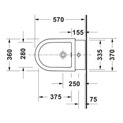 Duravit Stand-Bidet Balcoon 37x57cm, m Hahnl., ÜL, weiß Hochglanz