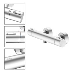 Keuco Thermostat-Brausemischer Plan blue AP, Aluminium-finish