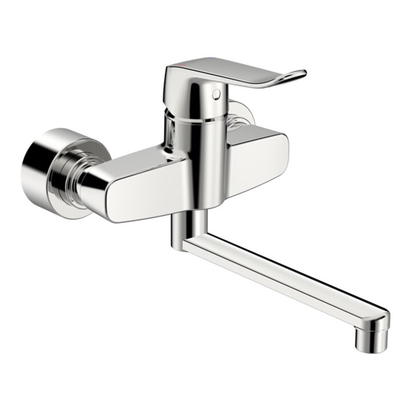 Hansa Waschtisch-Einhebelmischer HANSACLINICA Wandmontage, Ausladung 277mm, chrom