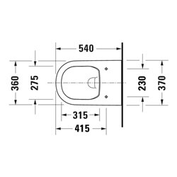 Duravit Wand-WC, Tiefspüler D-Code 37x54cm, 4 l, riml, w, o vorm. Scharn.